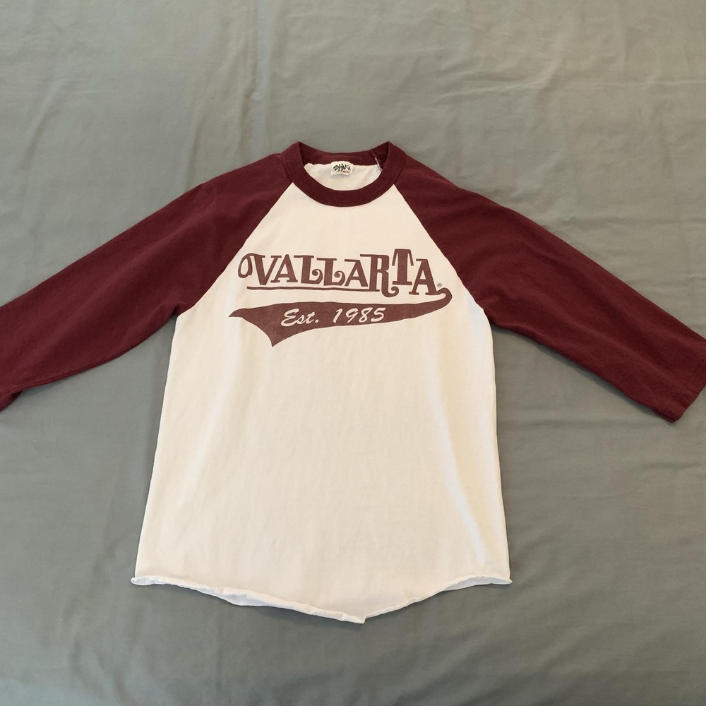 Vallarta Shaka Active Shirt Mens Small White Raglan 3/4 Sleeve Tee T-Shirt